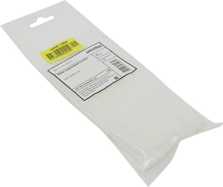 

Стяжка Smartbuy, 2.5 мм x 150 мм, 100 шт. (SBE-CT-25-150-w)