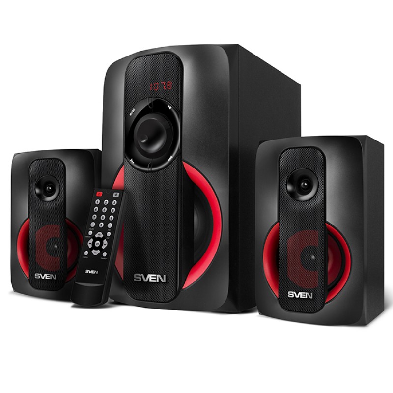 

Акустика 2.1 SVEN MS-304, 40 Вт, FM, USB, SD, Bluetooth, красный/черный (SV-015602), MS-304