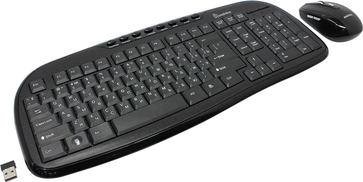 Клавиатура + мышь SmartBuy 205507AG, беспроводной, USB, черный (SBC-205507AG-K)