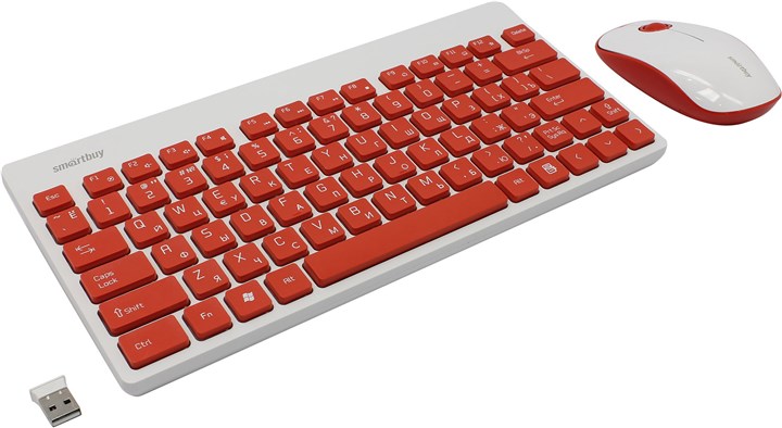 Клавиатура + мышь Smartbuy 220349AG, USB, красный/белый (SBC-220349AG-RW), цвет красный/белый - фото 1