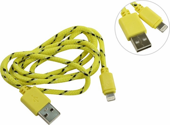 

Кабель USB 2.0(Am)-Lightning 8-pin(m), 900мА, 1.2м, желтый Smartbuy (iK-512n yellow), 0