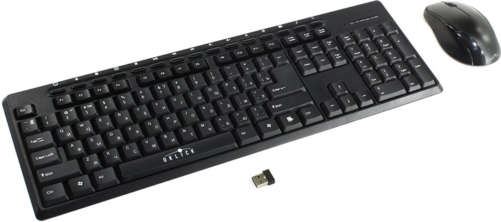 Клавиатура + мышь Oklick 290M, беспроводной, USB, черный