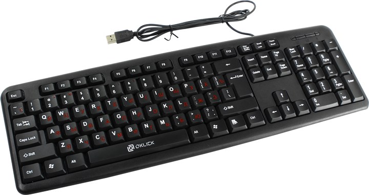 Клавиатура проводная Oklick 90M, мембранная, USB, черный - фото 1