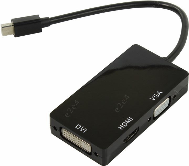 

Кабель-переходник (адаптер) Mini DisplayPort(M)-DVI(29F)/HDMI(19F)/VGA(15F), 20 см, черный ORIENT