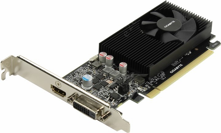 Видеокарта GIGABYTE NVIDIA GeForce GT1030, 2Gb DDR5, 64bit, PCI-E, DVI, HDMI, Retail (GV-N1030D5-2GL)