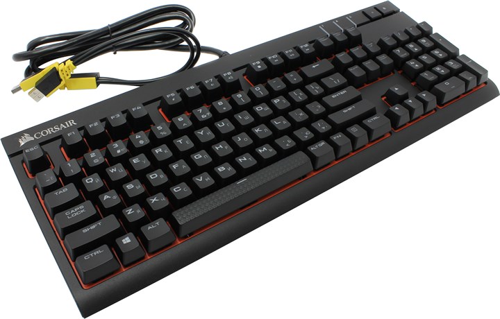 Клавиатура Corsair Strafe, механическая, Cherry MX Red, подсветка, USB, черный (CH-9000088-RU)