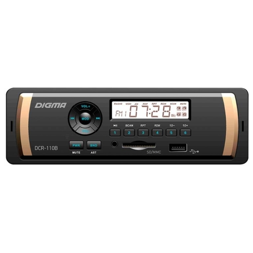 

Автомагнитола Digma DCR-110B, 1 DIN, 4x45 Вт, USB, DCR-110B