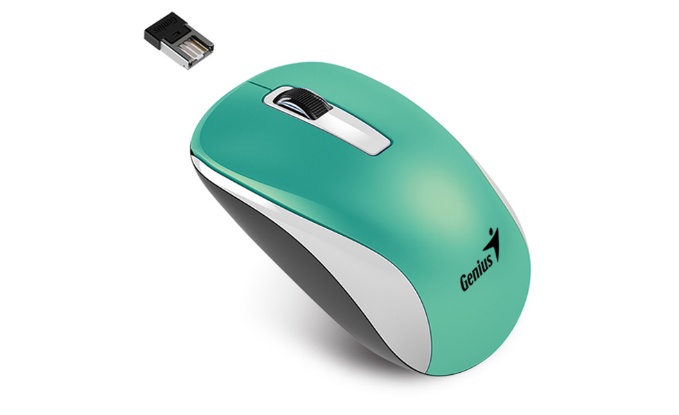 Мышь беспроводная Genius NX-7010, 1600dpi, оптическая светодиодная, Wireless, USB, бирюзовый (31030114109)