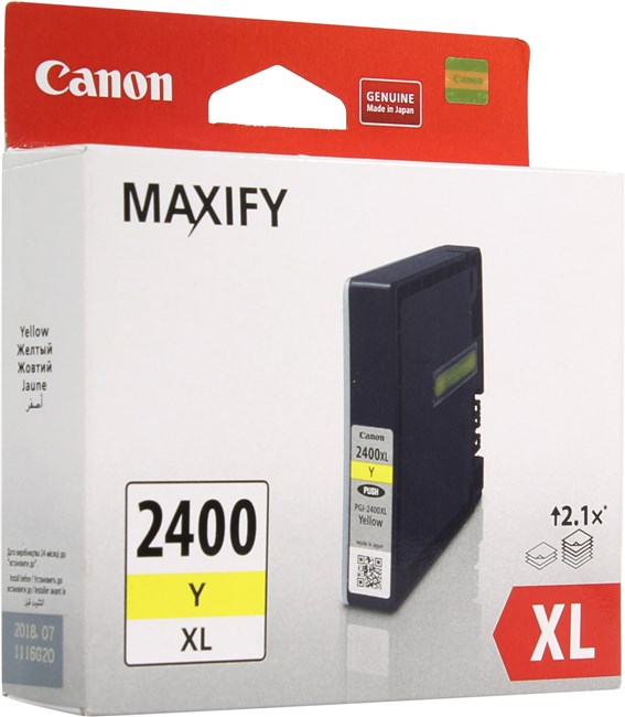 

Картридж струйный Canon PGI-2400XL Y (9276B001), желтый, оригинальный, ресурс 1520 страниц для Canon Canon MAXIFY-iB4040 / MB5040 / MB5340, PGI-2400XL Y