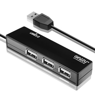 Концентратор Ginzzu GR-334UB 3xUSB 20 1xUSB 30 черный GR-334UB 580₽