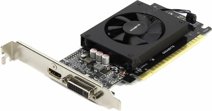 Видеокарта GIGABYTE NVIDIA GeForce GT710, 2Gb DDR5, 64bit, PCI-E, DVI, HDMI, Retail (GV-N710D5-2GL)