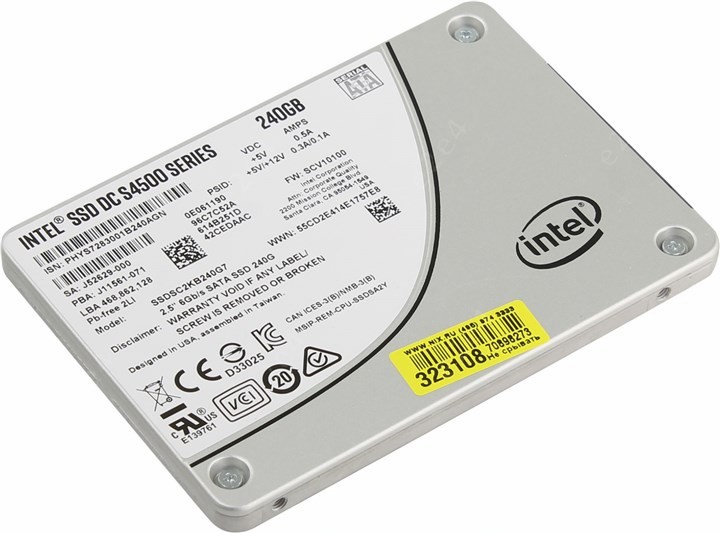 Твердотельный накопитель (SSD) Intel S4500 240Gb, 2.5", SATA3 (SSDSC2KB240G701)