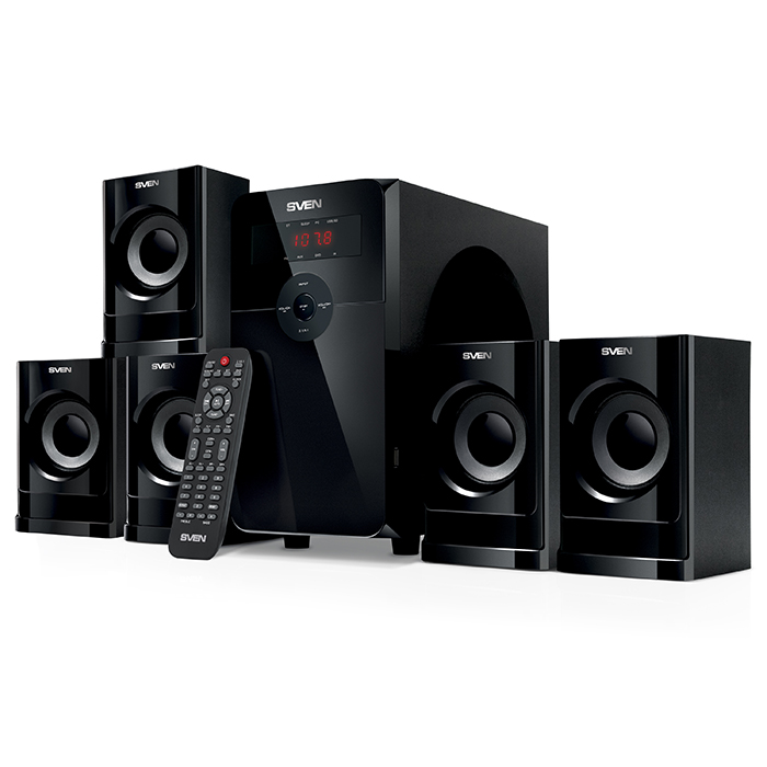 

Акустика 5.1 SVEN HT-201, 80 Вт, FM, AUX, USB, SD, Bluetooth, черный (SV-015770), HT-201