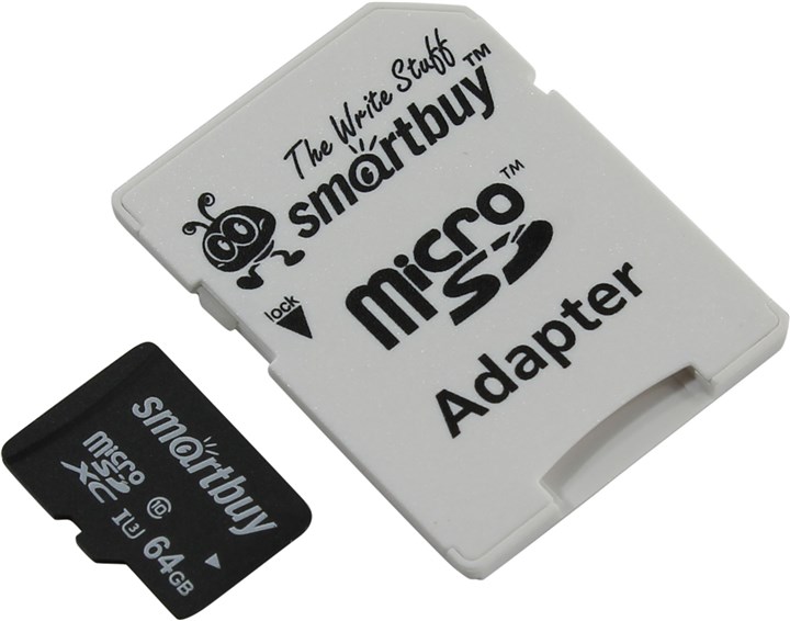 Карта памяти 64Gb microSDXC SmartBuy Professional Class 10 UHS-I U3 + адаптер (SB64GBSDCL10U3-01)