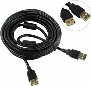 

Кабель USB 2.0(AM)-USB 2.0(AF), Defender, 5m, черный, 2 фильтра (SB02-17PRO/87484)