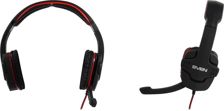 

Проводная гарнитура SVEN AP-G855MV, 2xJack 3.5mm, черный/красный (SV-015640), AP-G855MV