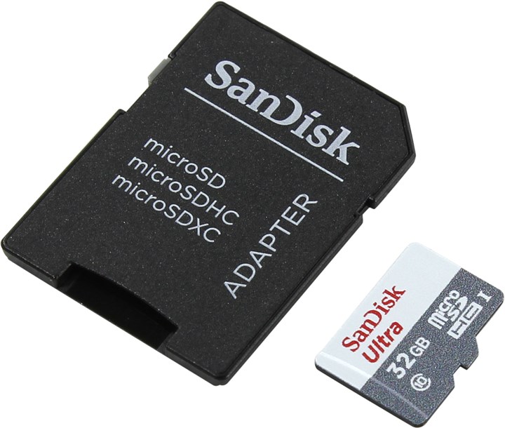 Карта памяти 32Gb microSDHC Sandisk Ultra Class 10 UHS-I U1 + адаптер