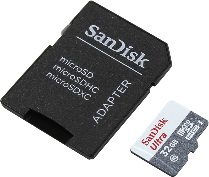 

Карта памяти 32Gb microSDHC Sandisk Ultra Class 10 UHS-I U1 + адаптер, SDSQUNS-032G-GN3MA