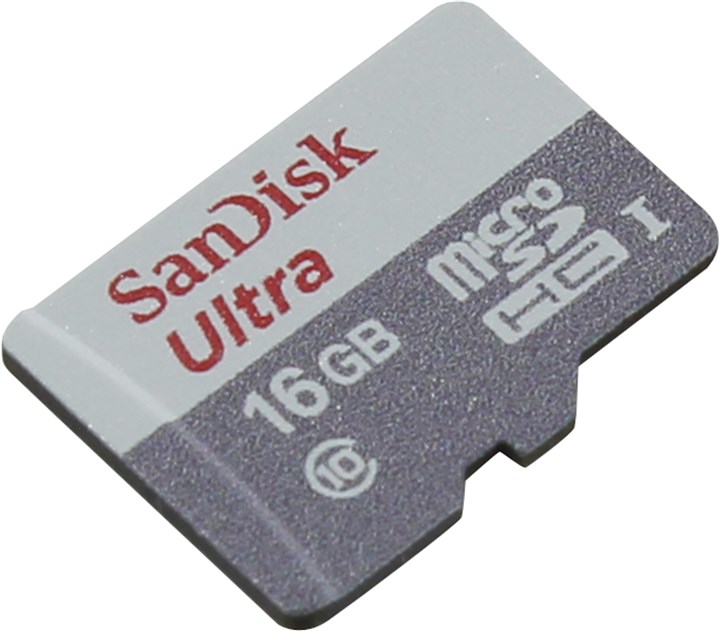 Карта памяти microSDHC Sandisk 16Gb Class 10 UHS-I U1 (SDSQUNS-016G-GN3MN)