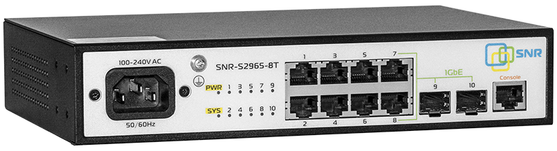 

Коммутатор SNR SNR-S2965-8T-RPS, управляемый, кол-во портов: 8x100 Мбит/с, кол-во SFP/uplink: 2x1 Гбит/с, установка в стойку, SNR-S2965-8T-RPS
