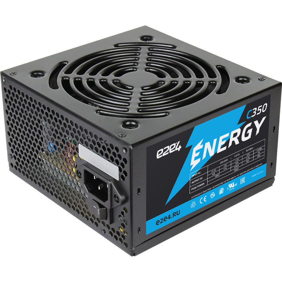 

Блок питания 350Вт ATX e2e4 C350 ENERGY, 120 мм, Черный, C350 ENERGY
