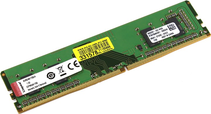 

Память DDR4 DIMM 4Gb, 2400MHz, CL17, 1.2 В, Kingston (KVR24N17S6/4), KVR24N17S6/4