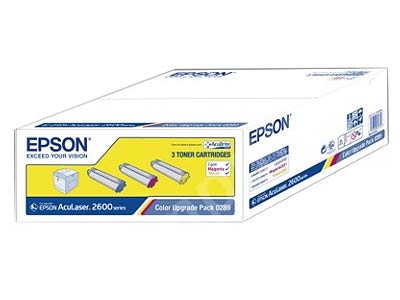 

Комплект картриджей лазерный Epson 0289/C13S050289, голубой/пурпурный/желтый, 2000 страниц, оригинальный, для Epson AcuLaser 2600N / C2600N, 0289