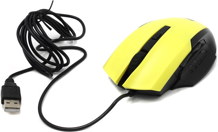 Мышь проводная Jet.A OM-U54, 2400dpi, оптическая светодиодная, USB, желтый