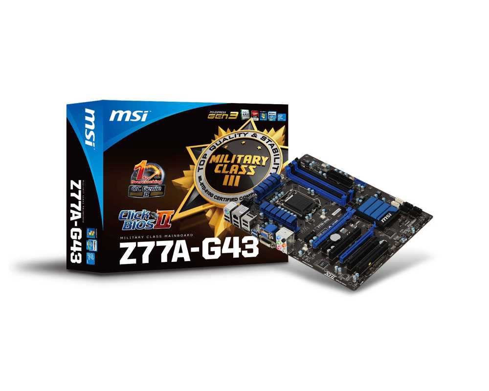 Материнская плата MSI Z77A-G43, Socket1155, Intel Z77, ATX