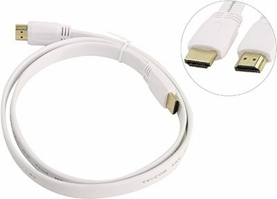 

Кабель HDMI(19M)-HDMI(19M) v1.4, TV-COM, 1m, белый, плоский (CG200FW-1M)