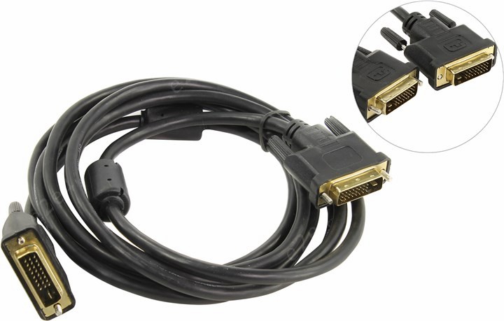 

Кабель DVI-D(25M)-DVI-D(25M) Dual Link, экранированный, ферритовый фильтр, 3 м, черный TV-COM (CG441D-3M)