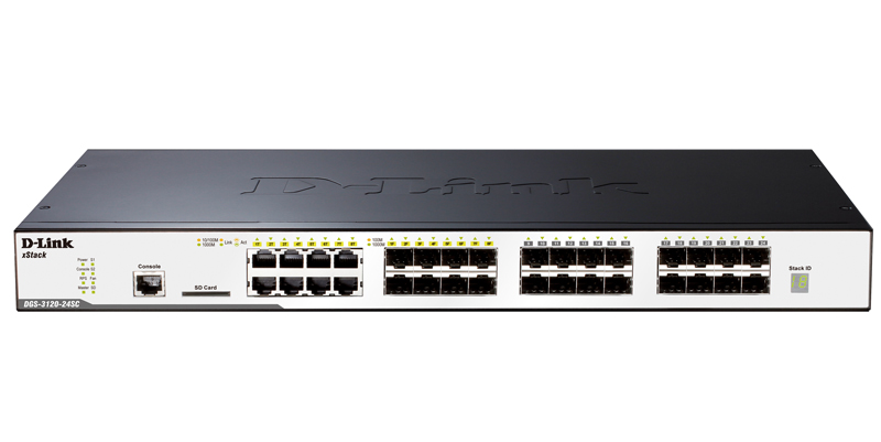 

Коммутатор D-link DGS-3120-24SC, управляемый, кол-во портов: 8x1 Гбит/с, combo RJ-45/SFP 24x1 Гбит/с, кол-во SFP/uplink: CX4 2x10 Гбит/с, установка в стойку (DGS-3120-24SC/B1ARI), DGS-3120-24SC