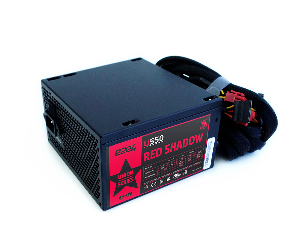 

Блок питания 550Вт ATX e2e4 U550 RED SHADOW, 120 мм, 80 Plus, Черный, U550 RED SHADOW