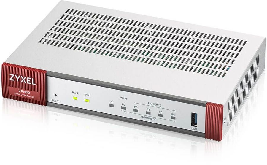 

Маршрутизатор ZyXEL VPN50, LAN: 4x10/100/1000 Мбит/сек, WAN 1x1 Гбит/сек, кол-во SFP/uplink: 1x10/100/1000 Мбит/сек (VPN50-RU0101F), VPN50
