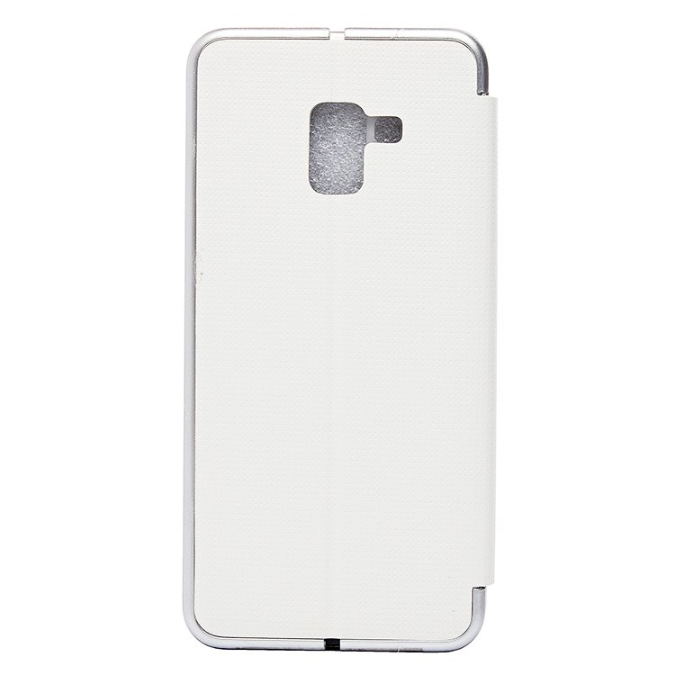 Чехол-книжка Top-Fashion для смартфона Samsung SM-A730 Galaxy A8 Plus 2018, пластик, эко-кожа, белый/серебристый (84696)