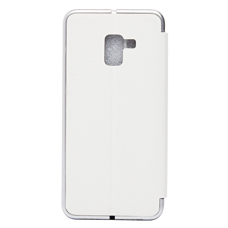 

Чехол-книжка Top-Fashion для смартфона Samsung SM-A730 Galaxy A8 Plus 2018, пластик, эко-кожа, белый/серебристый (84696)