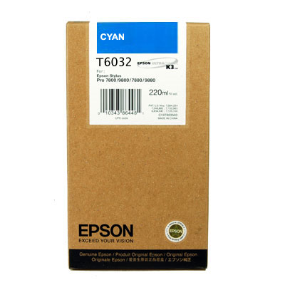 

Картридж струйный Epson T6032 (C13T603200), голубой, оригинальный, объем 220 мл для Epson Epson Stylus Pro 7880 / 9880, T6032