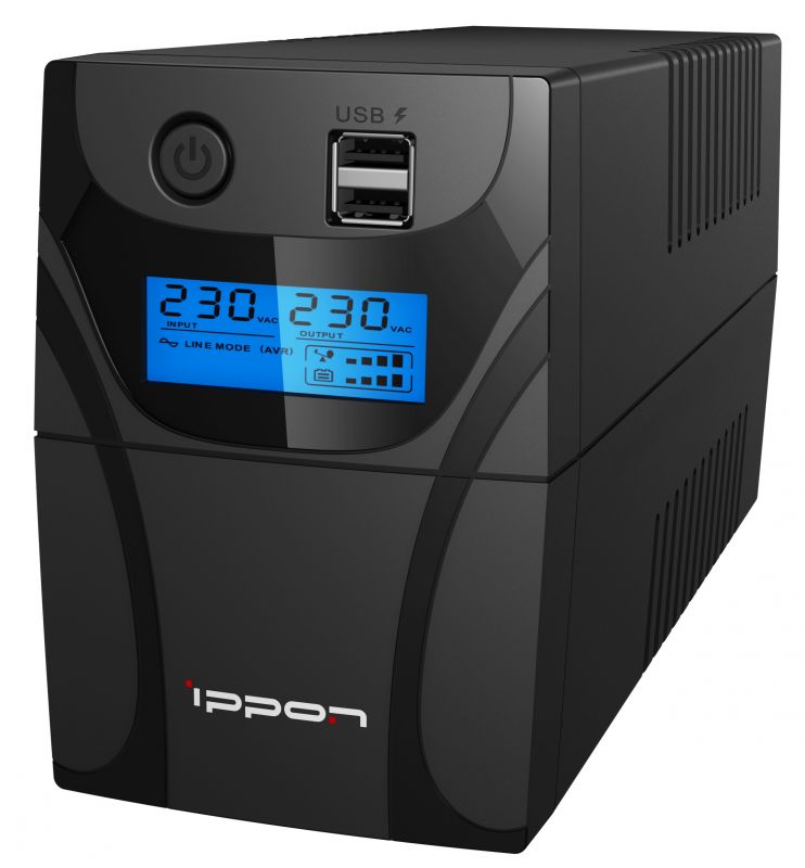 

ИБП Ippon Back Power Pro II 500, 500 VA, 300 Вт, IEC, розеток - 4, USB, черный (1030299), Back Power Pro II 500