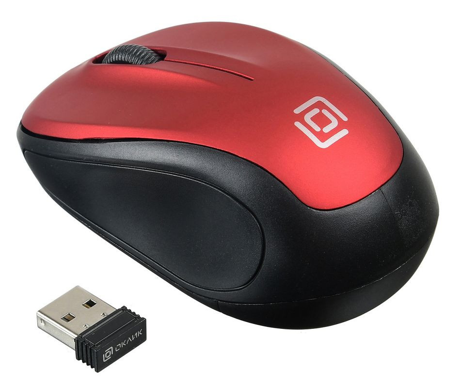 Мышь Oklick 665MW, USB, черный/красный