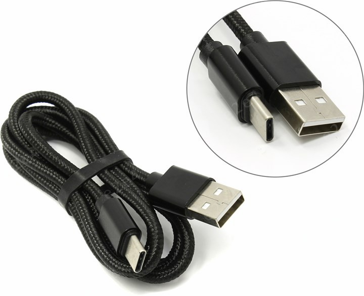 

Кабель USB2.0-USB Type C, Jet.A, в оплётке, 1м, черный (JA-DC31)