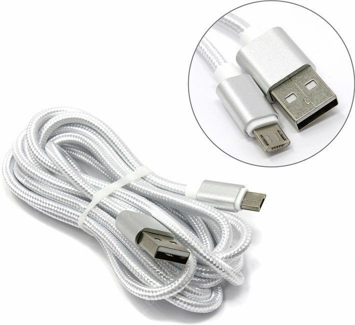 

Кабель USB2.0-microUSB , Jet.A, 2m, белый, в оплётке (JA-DC22)