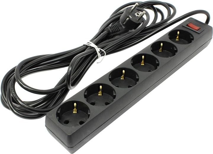 Сетевой фильтр ExeGate SP-6-5B, 6-розеток, 5 м, черный