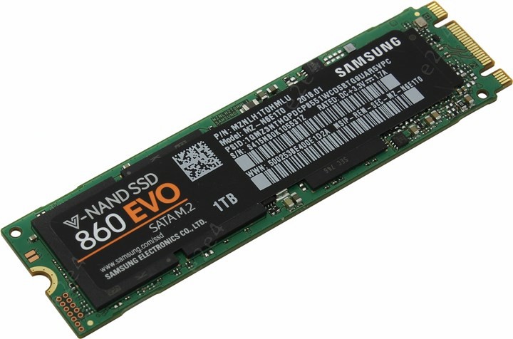 Твердотельный накопитель (SSD) Samsung 1Tb 860 EVO, 2280, M.2 (MZ-N6E1T0BW) - фото 1