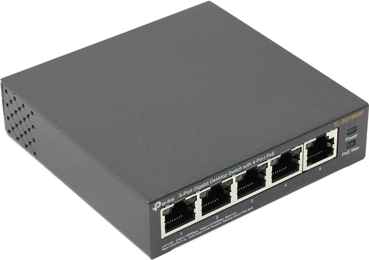 

Коммутатор TP-Link TL-SG1005P, кол-во портов: 5x1 Гбит/с, PoE: 4x30 Вт (макс. 65 Вт) (TL-SG1005P), TL-SG1005P