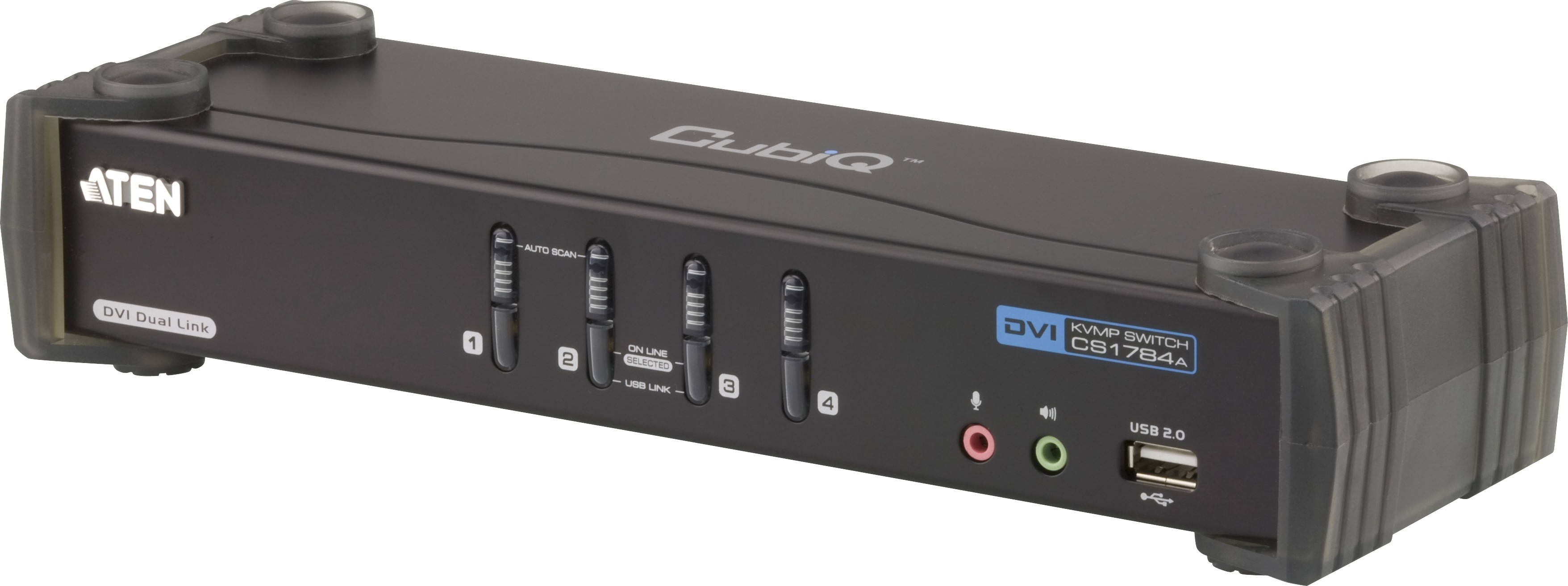 Переключатель KVM (КВМ) ATEN CS1784A, 4-ПК, USB, USB, видео DVI-I 2560x1600, 4-комплекта KVM-кабелей DVI-D (CS1784A-AT-G)