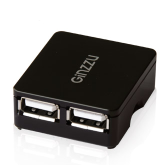 Концентратор Ginzzu GR-414UB, 4xUSB 2.0, черный - фото 1