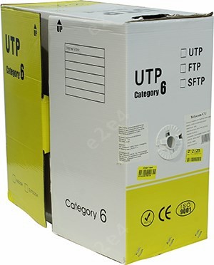 Витая пара UTP кат.6, 4 пары, CU, 305м, внутренний, одножильный, серый, Telecom (UTP4-TC1000C6S23-CU-IS)
