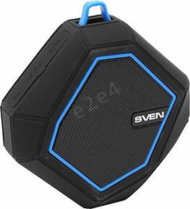 

Портативная акустика 1.0 SVEN PS-77 5W, FM, BT, microSD, черный-синий (SV-016432), PS-77
