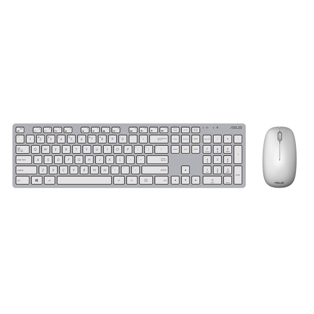 Клавиатура + мышь ASUS W5000, беспроводной, USB, серый/белый (90XB0430-BKM0Y0)