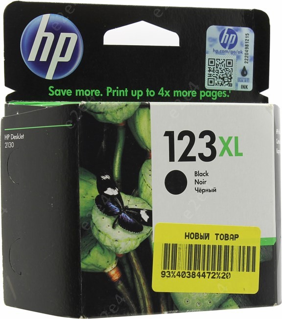 Картридж струйный HP 123XL (F6V19AE), черный, оригинальный, ресурс 480 страниц, для HP DeskJet 2130